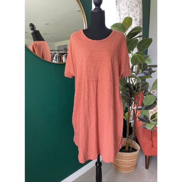 UpWest Oversized T Shirt Dress Womens XL Rust Boho Minimalist Relaxed Lounge - Picture 1 of 10